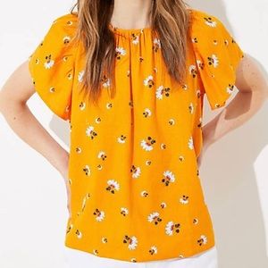 LOFT NWT Lily Button Back Flutter Blouse